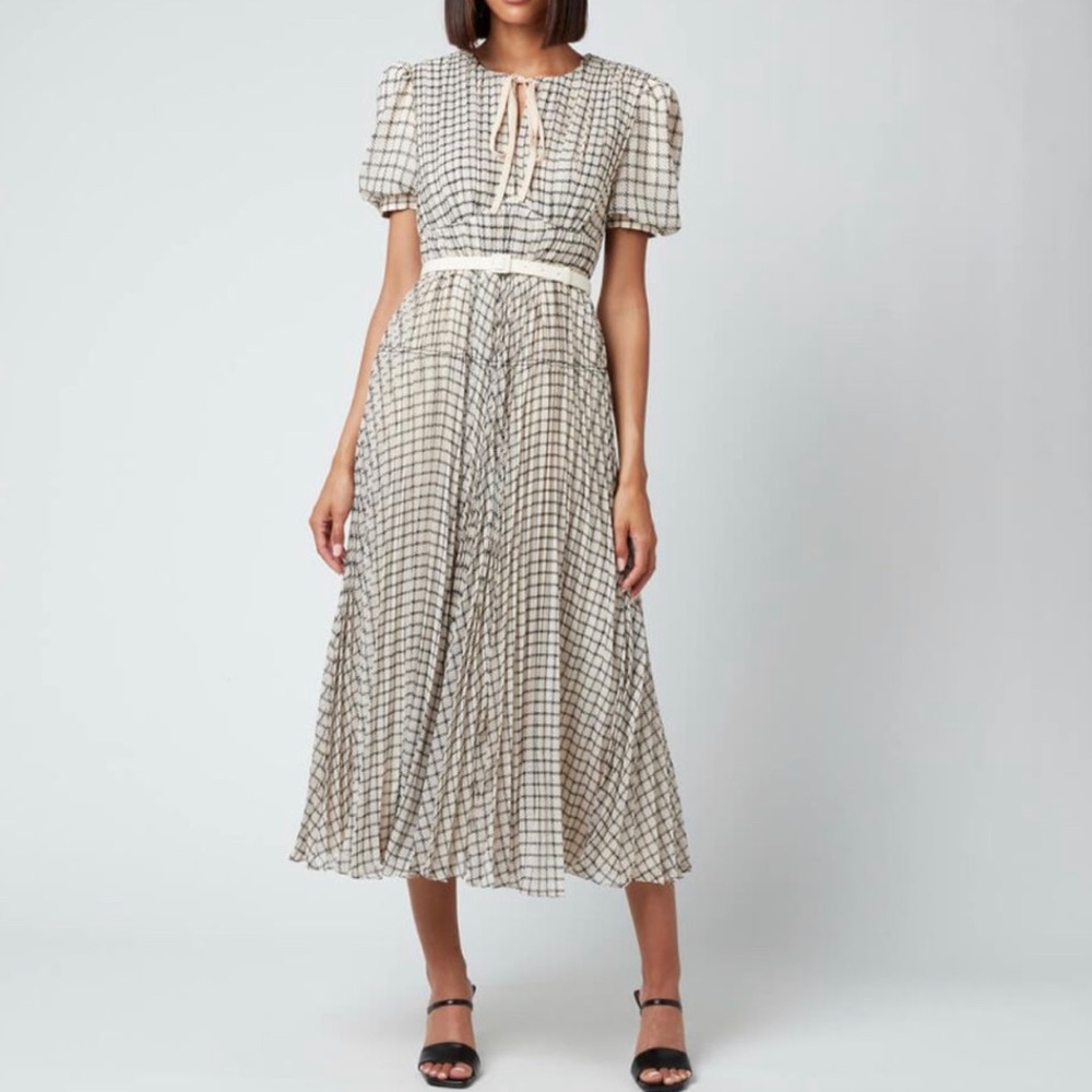 Self-Portrait Women's Check Midi Dress - Monochrome